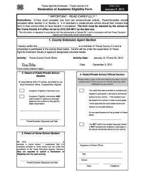 Fillable Online Agrilife Texas AgriLife Extension Travis County 4 H