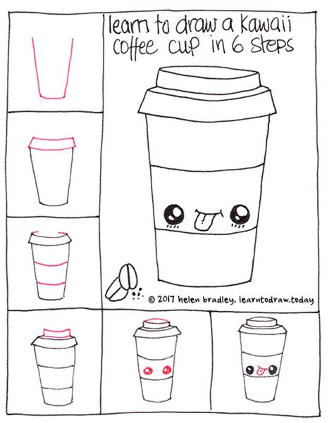 Kawaii Style Coffee In Six Steps Learn To Draw