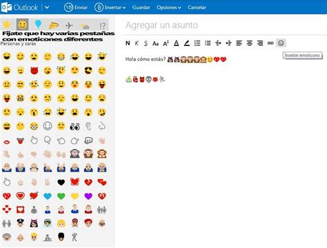 cool Cómo insertar emoticonos en Outlook Emoticonos Pestañas Blog