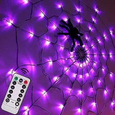 Halloween Spider Web Lights 4FT Diameter 70 LED with Black Spider ...