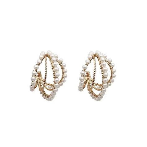 Rongho New Geometric Arc Handmade Pearl Earrings For Women Statement