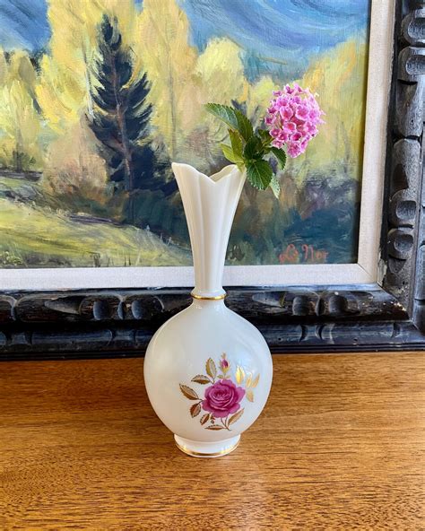 Vintage Lenox China Vase Pink Rose 1950s Vase Lenox Etsy