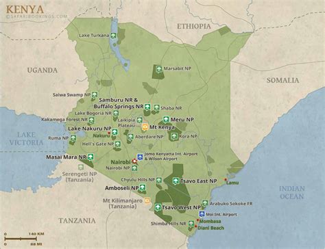Kenya Popular Routes Incl Map