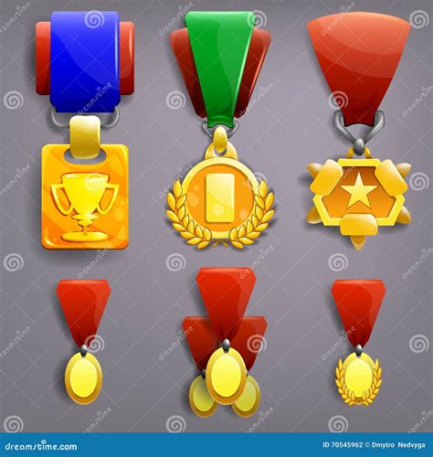 Trophy And Medals Set Stock Vector Illustration Of Rating 70545962