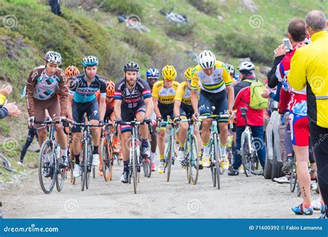 Tour Of Italy Cyclist Racing On Mountain Dirt Road Editorial