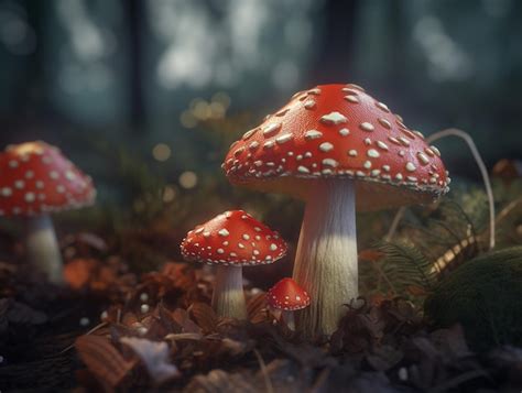 Um Belo Cogumelo Vermelho Fly Agaric Amanita Cresce Na Floresta Foto