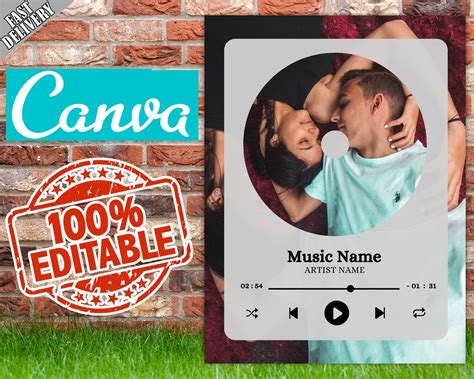 Editable Song Plaque Canva Template Custom T Fully Etsy