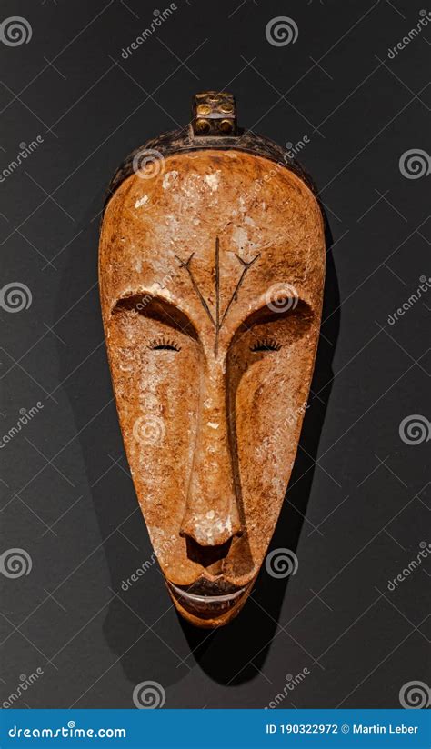 Antique African Fang Ngil Wooden Mask Editorial Photography Image Of