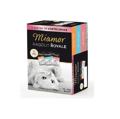 MIAMOR Ragout Royale Multibox 12 x 100 g dinde saumon et veau en gelée