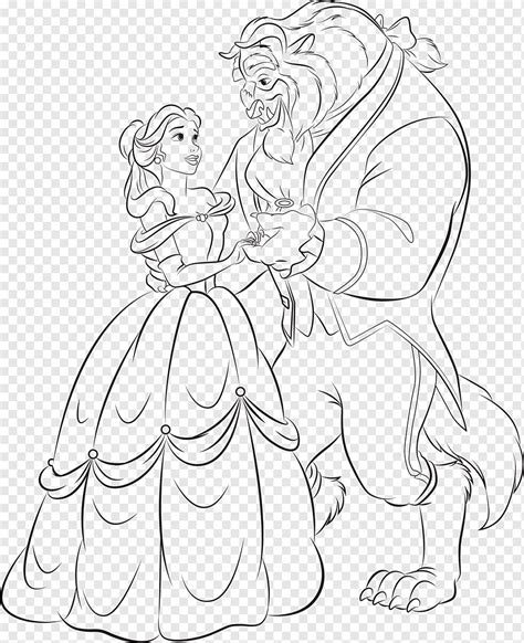 Belle Beauty And The Beast Black White Outline Png Pngwing