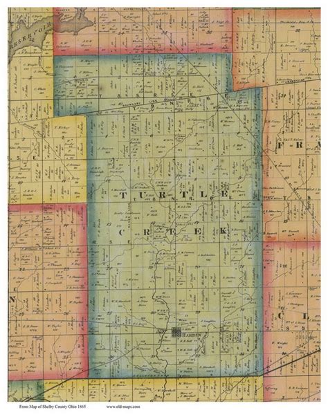 Turtle Creek Ohio Old Town Map Custom Print Shelby Co Old Maps