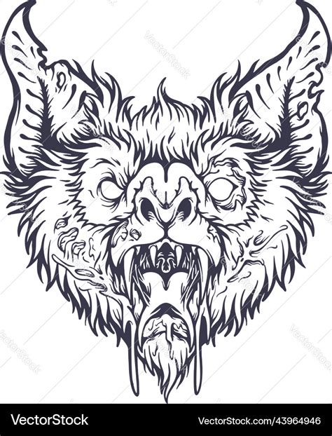 Scary bat monster monochrome Royalty Free Vector Image