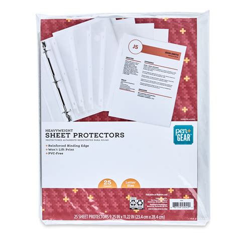 Pen Gear Heavy Weight Sheet Protectors 25 Sheets Regular Walmart