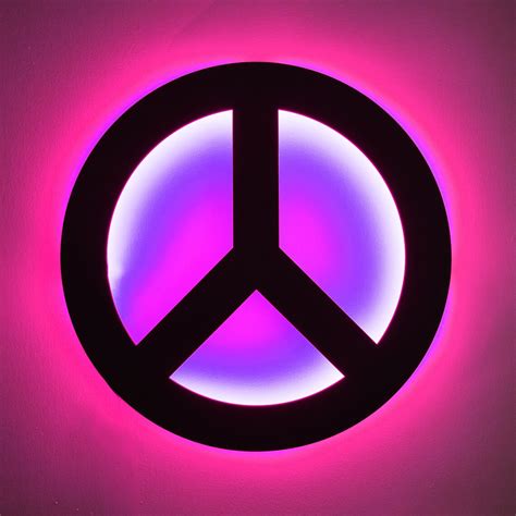 Large Led Lighted Peace Symbol Wall Art Peace Lighted Wall Etsy