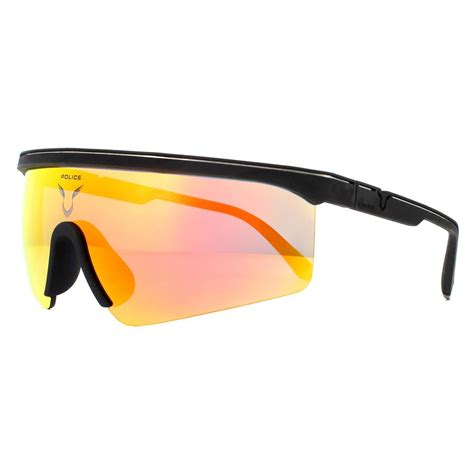 Police Sunglasses Lewis 07 Spla28 6aay Rubberised Black Red Mirror The Warehouse