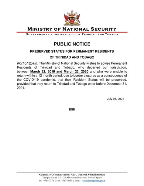 Ministry of National Security – Government of the Republic of Trinidad