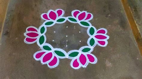 Chithirai Madham Colour Kolam Designs 5 Dots Muggulu Color Rangoli