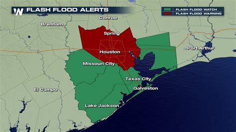 Happening Now Heavy Rain Flooding Threatening Houston And Southeast Spring Texas Flooding Map