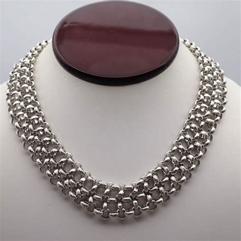 Vintage Monet Silver Tone 3 4 Wide Chain Woven 17 A Gem