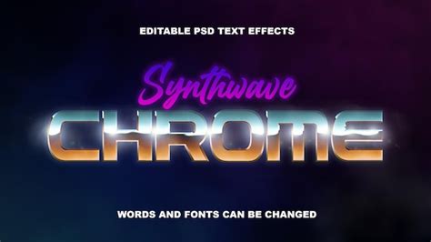 Premium Psd Synthwave Chrome Shiny Retro Text Effects