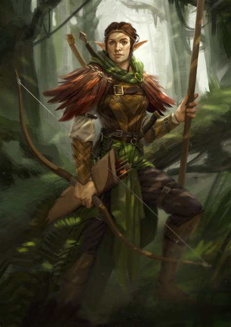 F High Elf Ranger Leather Longbow Forest Hills Mountains Underdark