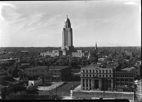 Nebraska State Capitol, Lincoln, Nebraska. General view from university ...