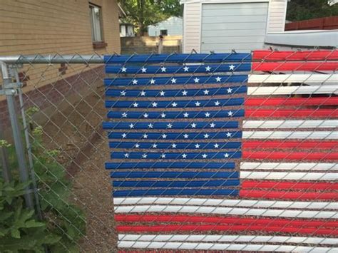 Pexco 4 Ft X 6 Ft American Flag Chain Link Fence Slat Kit RED WHITE