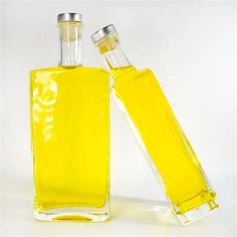 Custom Super Flint Glass Square Liquor Bottle 375ml 500ml 700ml 750ml Spirit Liquor Long Island