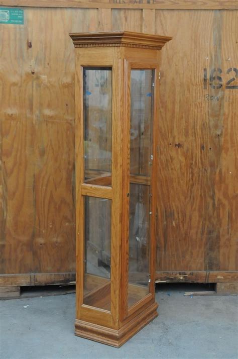 Lighted Oak Curio Cabinet Ebth