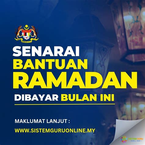 Senarai Bantuan Ramadan Untuk Rakyat Malaysia Yang Dibayar Pada Bulan Ini