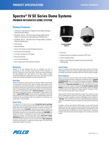 Pelco Spectra Iv Se Sery Specification Sheet Manualzz