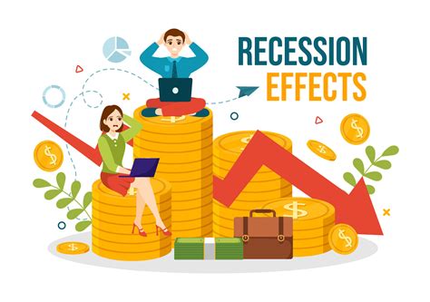 Recession Effects Vector Illustration With Impact On Economic Growth