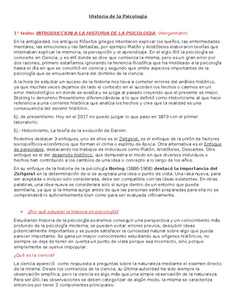 Historia de la Psicolog Ã a Historia de la Psicología 1 texto