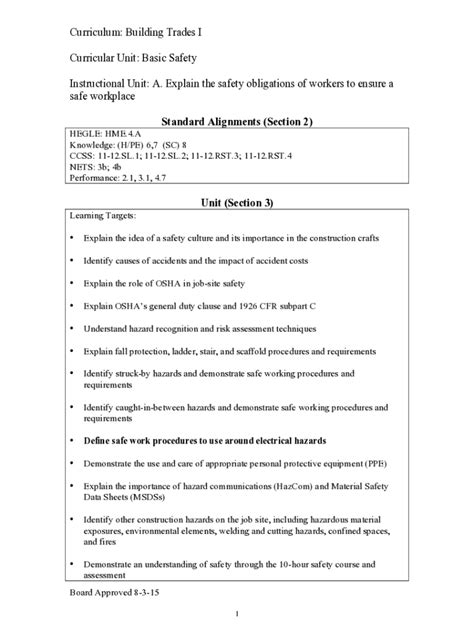 Fillable Online Curriculum Building Trades I Curricular Unit Fax Email