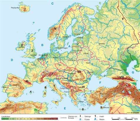 Karte Der Europäischen Meere Und Flüsse