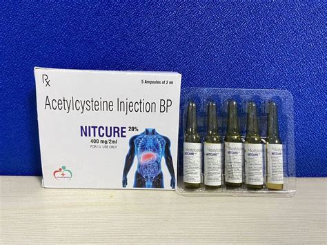 Acetylcysteine Injection BP 400mg 2ml Packaging Size 5x2ml Ampoule At