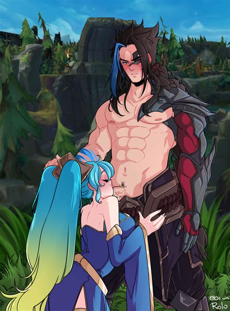 Rule 34 Abs Big Breasts Blowjob Face Blush Closed Eyes Cum In Mouth Fellatio Kayn League Of