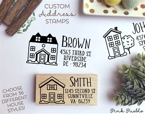 Personalized Address Stamp With House Choose Your House Pinkpueblo