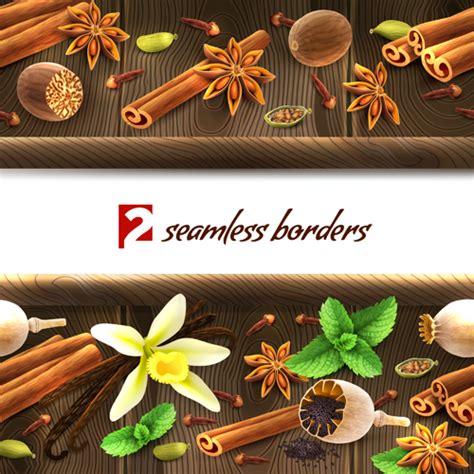 Spices Seamless Borders Vector Graphics Free Download