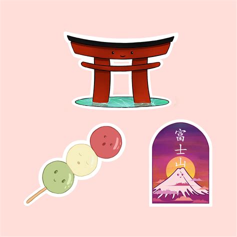 3 Japan Stickers Set Accessories Decoration Etsy Uk