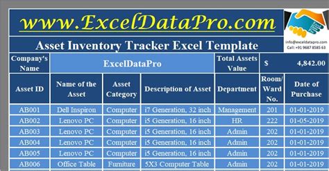 Download Asset Inventory Tracker Excel Template Exceldatapro