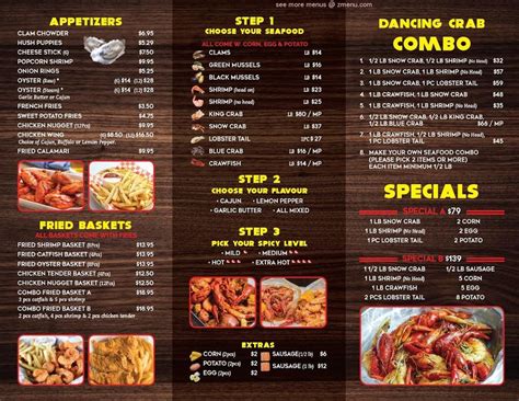 Menu At Dancing Crab Cajun Seafood And Bar Kansas City