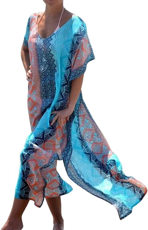 Mieuid Boho Damen Strandponcho Sommer Überwurf Strandkleid Kleid Chic Kaftan Bikini Tunika Cover