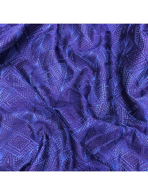 Navy Blue Thread Embroidery Pure Raw Silk Fabric Saroj Fabrics