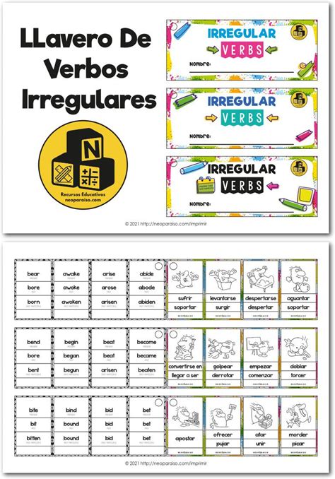 Llavero De 200 Verbos Irregulares En Inglés Cómo Memorizar Los Verbos En Inglés Presente