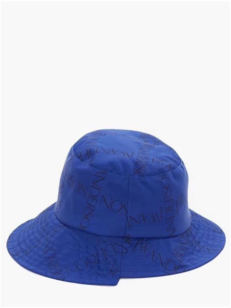 Asymmetric Logo Print Bucket Hat In Blue Jw Anderson