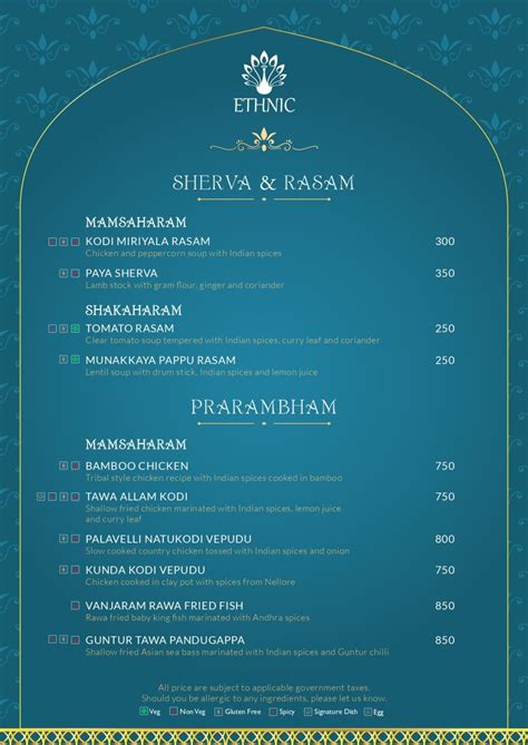 Ethnic Menu Menu For Ethnic Hotel Radisson Blu Resort Visakhapatnam