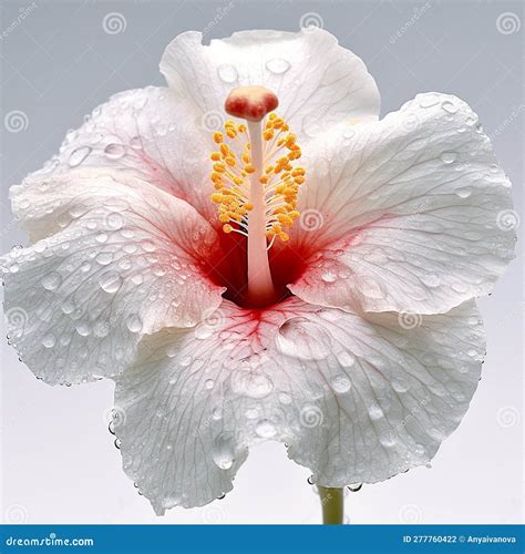 A Close Up Of A Hibiscus Flower With Water Droplets On It Generative