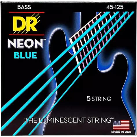 Dr Strings Hi Def Neon Blue Coated Medium 5 String 45 125 Bass Guitar