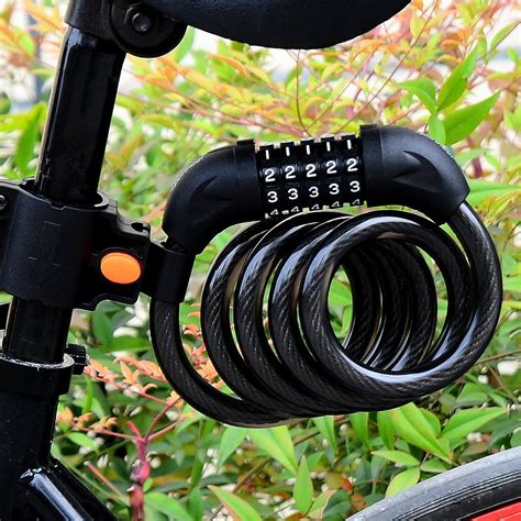 Sportneer Bike Lock Cable 5 Digit Resettable Number Combination 4 Feet Bicycle Cable Lock